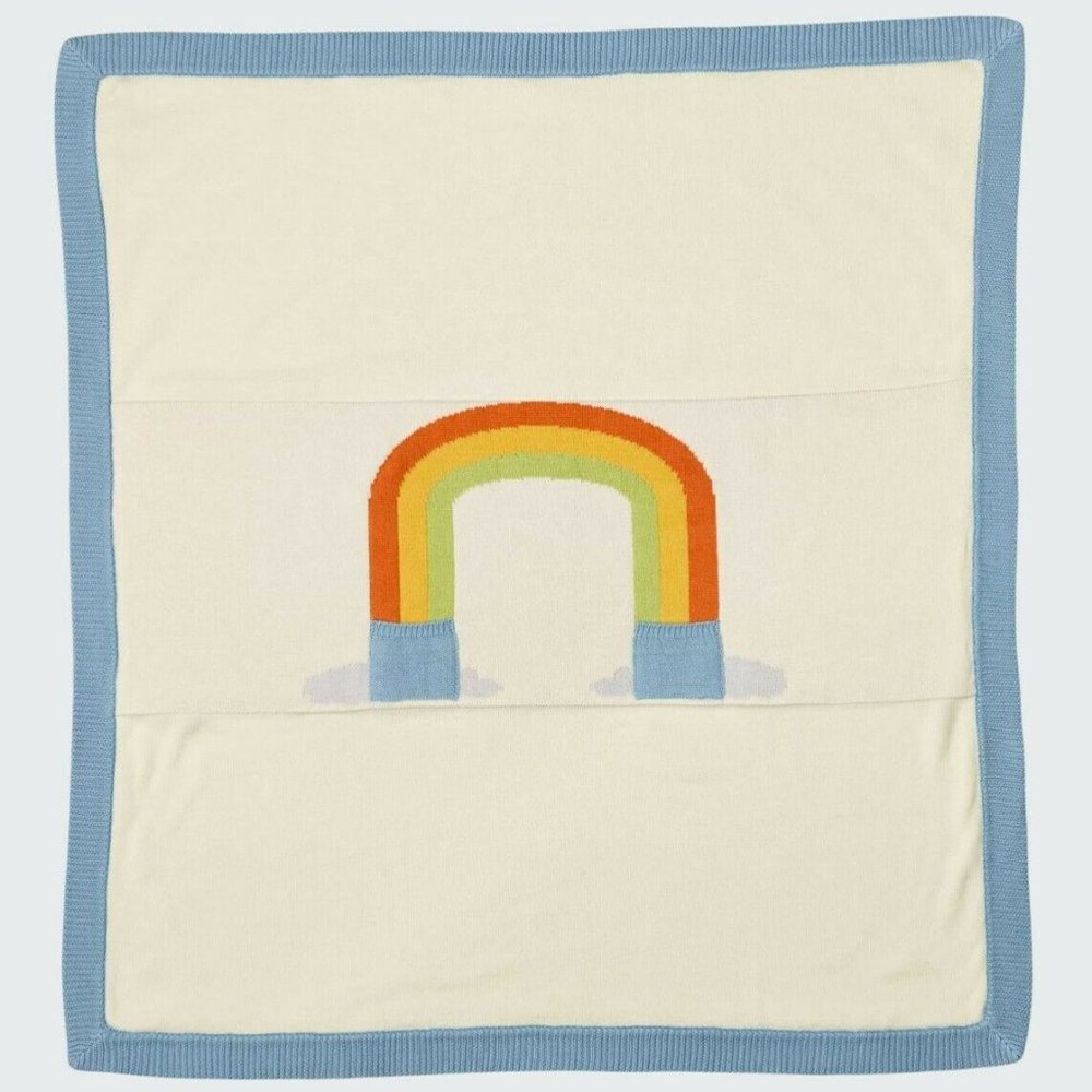 IL BORGO Infant Boys' Blanket With Rainbow Embroidery